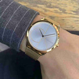 Buy Shop Calvin Klein Minimal White Dial Gold Mesh Bracelet Watch for Men - K3M21526 USA Online