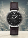Buy Shop Emporio Armani Renato Chronograph Black Dial Brown Leather Strap Watch For Men - AR2482 USA Online