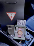 Buy Shop Guess Clarity Gold Dial Pink Silicone Strap Watch for Women - GW0109L2 USA Online