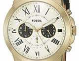 Buy Shop Fossil Grant Chronograph White Dial Black Leather Strap Watch for Men - FS5272 USA Online