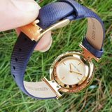 Buy Shop Michael Kors Averi Gold Dial Navy Blue Leather Strap Watch for Women - MK2526 USA Online