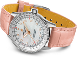 Buy Shop Breitling Navitimer Automatic 35 Mother of Pearl Dial Pink Leather Strap Watch for Women - A17395211A1P3 USA Online
