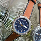 Buy Shop Fossil Bowman Chronograph Blue Dial Brown Leather Strap Watch for Men - FS5602 USA Online