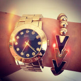 Buy Shop Marc Jacobs Amy Glitz Black Dial Gold Steel Strap Watch for Women - MBM3334 USA Online