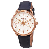 Buy Shop Fossil Tailor White Dial Blue Leather Strap Watch for Women - ES4260 USA Online