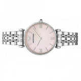 Buy Shop Emporio Armani Classic Gianni T Bar Crystals Pink Dial Silver Steel Strap Watch For Women - AR1781 USA Online