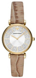 Buy Shop Emporio Armani Gianni T Bar Crystals Silver Dial Brown Leather Strap Watch For Women - AR11518 USA Online