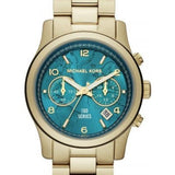 Buy Shop Michael Kors Runway Hunger Stop100 Series Blue Dial Gold Steel Strap Watch for Women - MK5815 USA Online