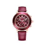 Swarovski Octea Lux Chrono Red Dial Red Leather Strap Watch for Women - 5547642