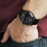 Buy Shop Emporio Armani Franco Black Dial Black Leather Strap Watch For Men - AR0368 USA Online