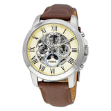 Buy Shop Fossil Grant Automatic White Dial Brown Leather Strap Watch for Men - ME3027 USA Online