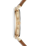 Buy Shop Michael Kors Jaryn Quartz Gold Dial Brown Leather Strap Watch For Women - MK2496 USA Online