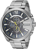 Buy Shop Diesel Mega Chief Chronograph Blue Dial Silver Steel Strap Watch For Men - DZ4465 USA Online