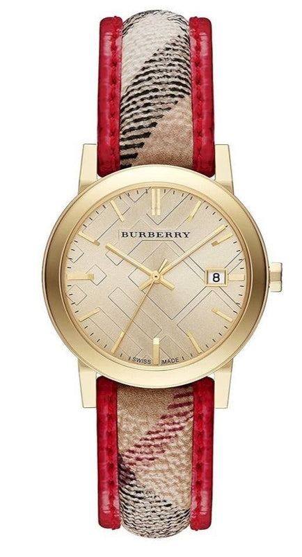 Buy Shop Burberry The City Champagne Dial Leather Strap Watch for Women - BU9139 USA Online
