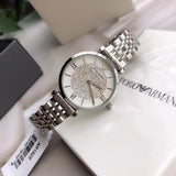 Buy Shop Emporio Armani Gianni T Bar White Crystal Pave Dial Silver Stainless Steel Strap Watch For Women - AR1925 USA Online
