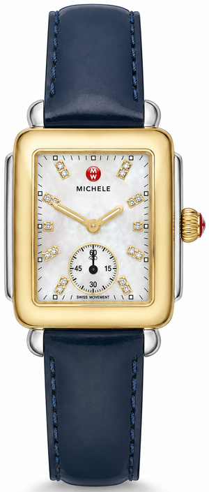 Buy Shop Michele Deco Silver Dial Blue Leather Strap Watch For Women - MWW06V000048 USA Online