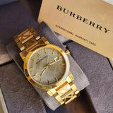 Burberry The City Gold Dial Gold Steel Strap Watch for Men - BU9038