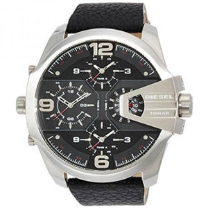 Buy Shop Diesel Uber Chief Oversized 4 Time Black Dial Leather Strap Watch For Men - DZ7376 USA Online
