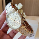 Buy Shop Michael Kors Ritz Chronograph Gold Dial Gold Steel Strap Watch For Women - MK6597 USA Online