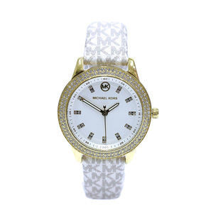 Buy Shop Michael Kors Tibby Analog Silver Dial White Leather Strap Watch for Women - MK1049 USA Online