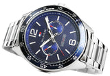 Buy Shop Tommy Hilfiger Erik Chronograph Blue Dial Silver Steel Strap Watch for Men - 1791366 USA Online