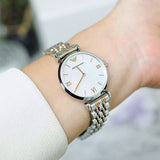 Buy Shop Emporio Armani Gianni T-Bar Mother of Pearl Dial Two Tone Steel Strap Watch For Women - AR1987 USA Online