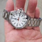 Buy Shop Tag Heuer Aquaracer Quartz White Dial Silver Steel Strap Watch for Men - WBD1111.BA0928 USA Online