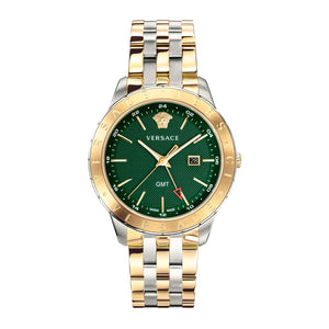 Buy Shop Versace Univers Quartz Green Dial Two Tone Steel Strap Watch for Men - VEBK00718 USA Online