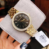 Buy Shop Michael Kors Mini Darci Quartz Black Dial Gold Steel Strap Watch For Women - MK3738 USA Online