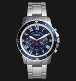 Buy Shop Fossil Grant Sport Chronograph Blue Dial Silver Steel Strap Watch for Men - FS5238 USA Online