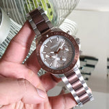 Buy Shop Fossil Bannon Multifunction Brown Dial Two Tone Steel Strap Watch for Men - BQ2502 USA Online