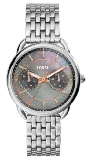 Buy Shop Fossil Tailor Mother of Pearl Black Dial Silver Steel Strap Watch for Women - ES3911 USA Online