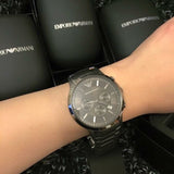 Buy Shop Emporio Armani Classic Chronograph Grey Dial Grey Steel Strap Watch For Men - AR2454 USA Online