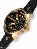 Buy Shop Diesel Mr Daddy Chronograph Black Dial Black Leather Strap Watch For Men - DZ7371 USA Online