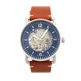 Buy Shop Fossil Commuter Automatic Skeleton Blue Dial Brown Leather Strap Watch for Men - ME3159 USA Online
