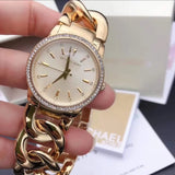 Buy Shop Michael Kors Nini Three Hand Gold Dial Gold Steel Strap Watch For Women - MK3235 USA Online
