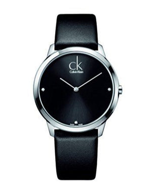 Buy Shop Calvin Klein Minimal Diamonds Black Dial Black Leather Strap Watch for Men - K3M211CS USA Online
