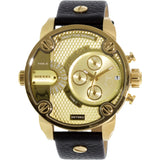 Buy Shop Diesel Mr Daddy Gold Dial Black Leather Strap Watch For Men - DZ7363 USA Online