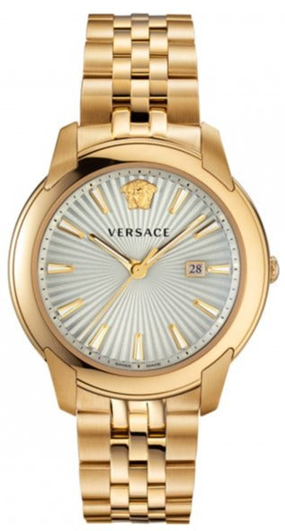 Buy Shop Versace V-Urban Quartz White Dial Gold Steel Strap Watch For Men - VELQ00719 USA Online