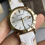 Buy Shop Burberry The City White Dial White Leather Strap Watch for Women - BU9015 USA Online