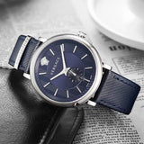 Buy Shop Versace Menifesto Quartz Blue Dial Blue Leather Strap Watch For Men - VBQ01017 USA Online