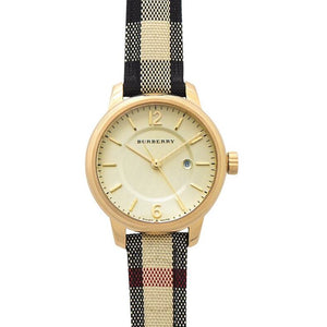 Buy Shop Burberry Classic Champagne Gold Dial Horseferry Leather Strap Watch for Women - BU10104 USA Online