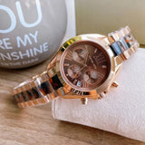 Buy Shop Michael Kors Bradshaw Chronograph Brown Dial Two Tone Steel Strap Watch For Women - MK5944 USA Online