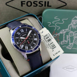 Buy Shop Fossil Grant Chronograph Blue Dial Blue Leather Strap Watch for Men - FS5373 USA Online