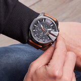 Buy Shop Diesel Mega Chief Chronograph Black Dial Brown Leather Strap Watch For Men - DZ4343 USA Online