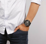 Buy Shop Diesel Mr Daddy Chronograph Black Dial Black Leather Strap Watch For Men - DZ7313 USA Online