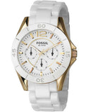 Buy Shop Fossil Ceramic Multifunction White Dial White Steel Strap Watch for Women - CE1006 USA Online