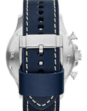 Buy Shop Fossil Nate Chronograph White Dial Blue Leather Strap Watch for Men - JR1480 USA Online