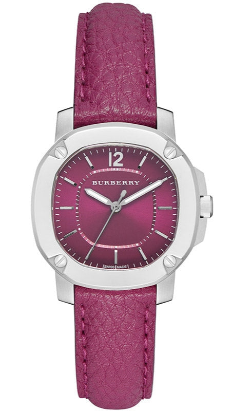 Buy Shop Burberry The Britain Pink Dial Pink Leather Strap Watch for Women - BBY1715 USA Online