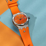 Maurice Lacroix Aikon Automatic Date Orange Dial Silver Steel Strap Watch For Men - AI6008-SS00F-530-E